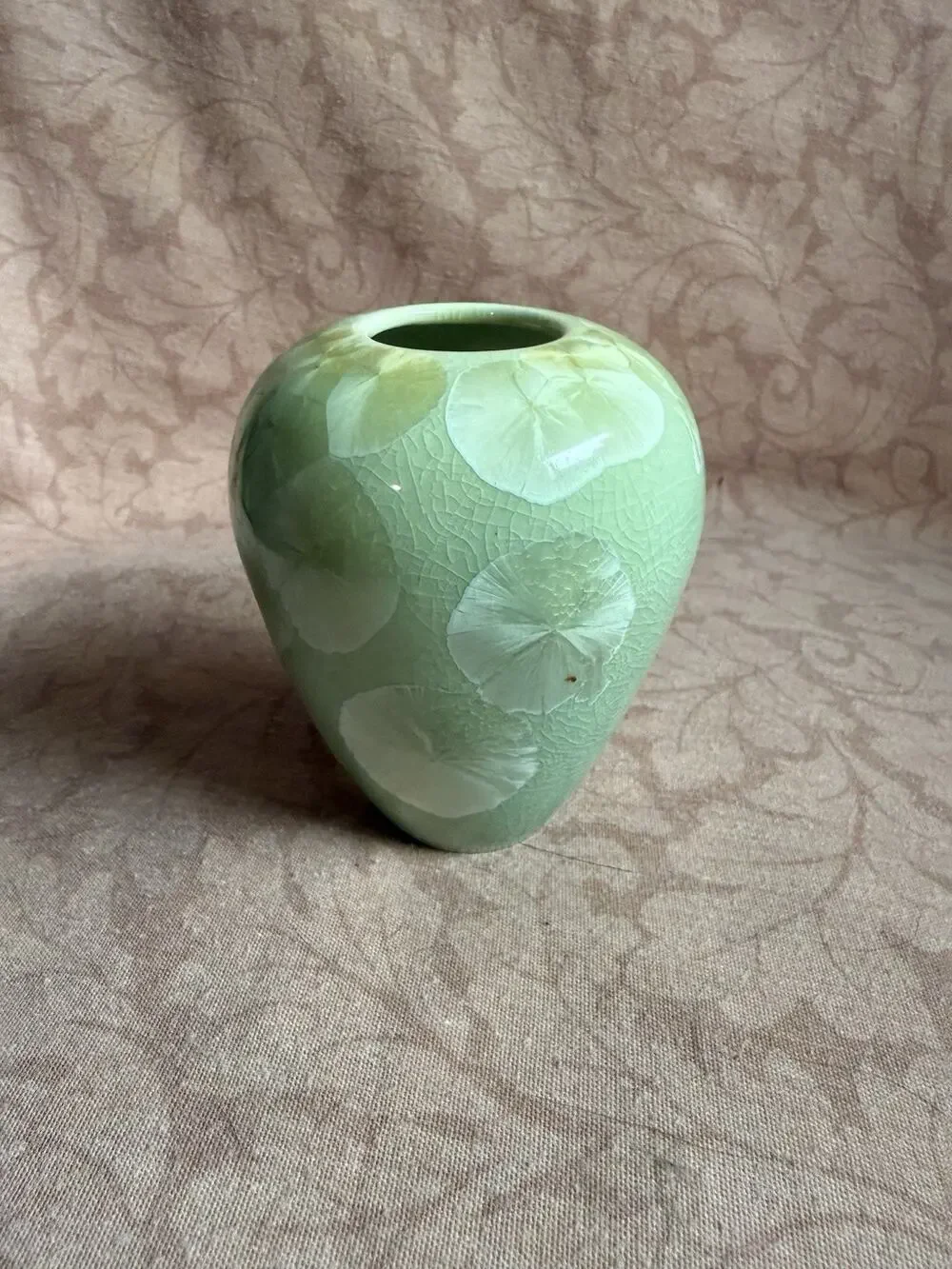 Weerens Pottery Green Crystalline Glazed Vase • Signed • 3.5” Studio Art Pottery